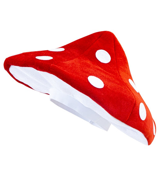 Roter Fliegenpilz-Hut mit weißen Punkten für Fasnacht und Karneval