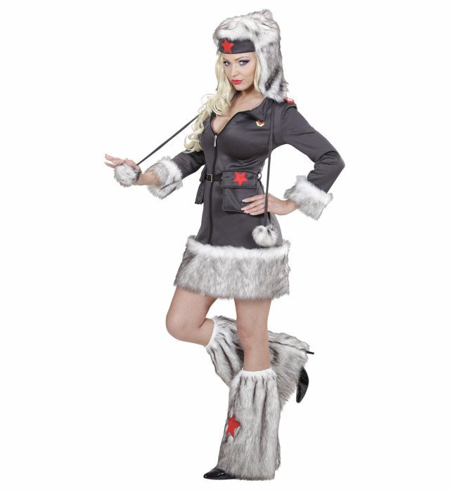 NIKITA Kostüm-Set mit eleganten Kleid, Hut und Stulpen für Fasnacht