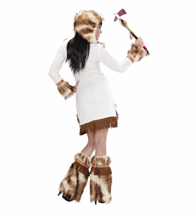 Indianerinnen-Kostüm mit Kleid, Kapuze und Stulpen für Fasnacht