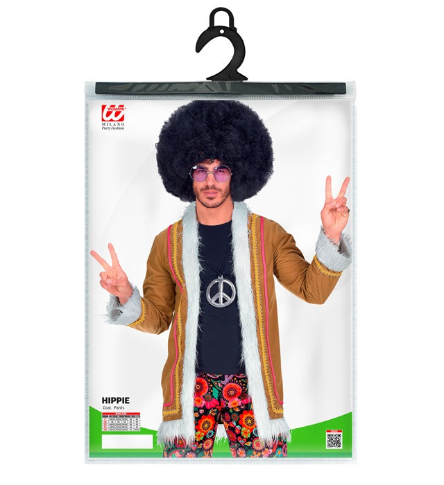 Woodstock Hippie Kostüm bestehend aus bunter Jacke und Hose im 60er-Jahre Stil