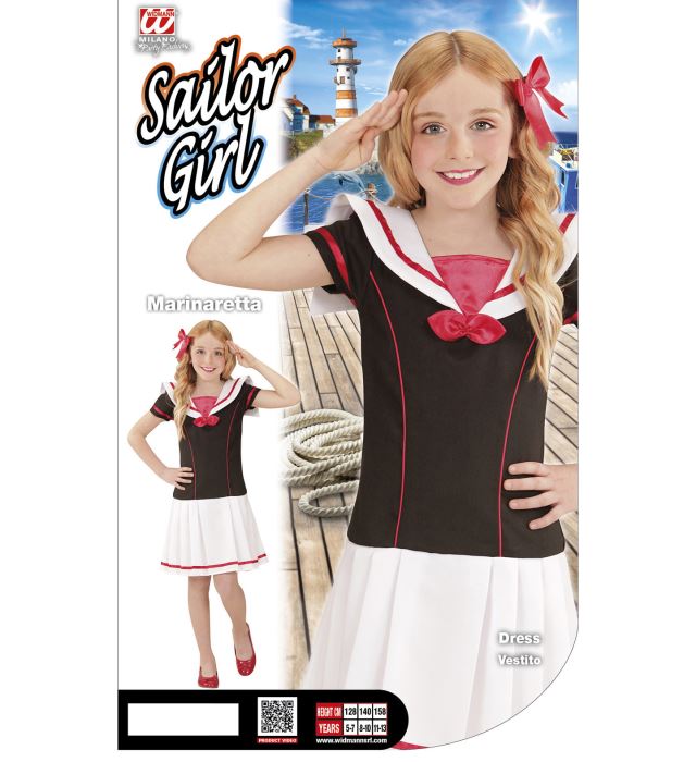 Sailor Girl Kleid mit maritimem Streifenmuster für Fasnacht