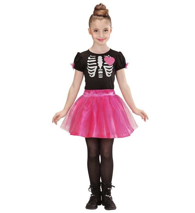Ballerina Skeleton Kostüm mit Tutu in Schwarz-Weiss, ideal für Fasnacht