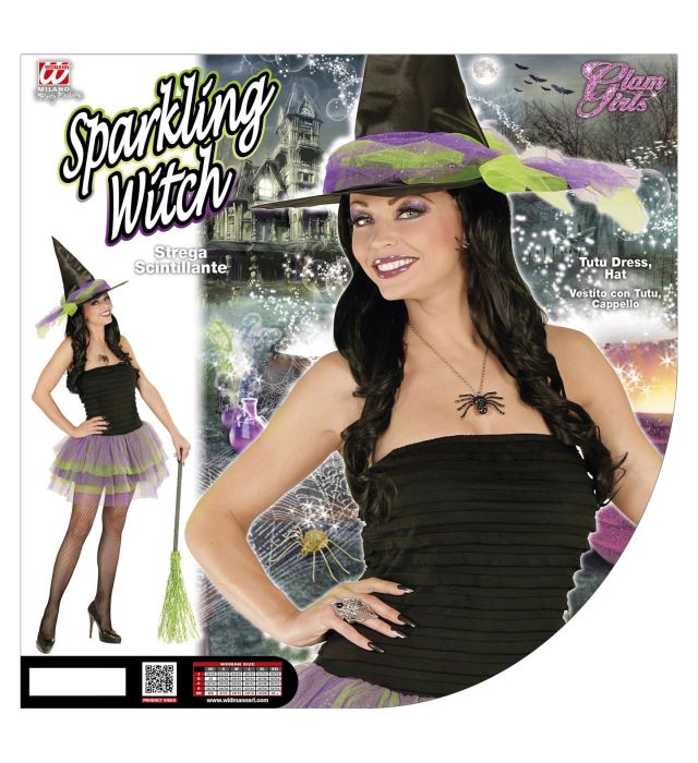Sparkling Hexe Kostüm mit schwarzem Tutu und spitzem Hexenhut