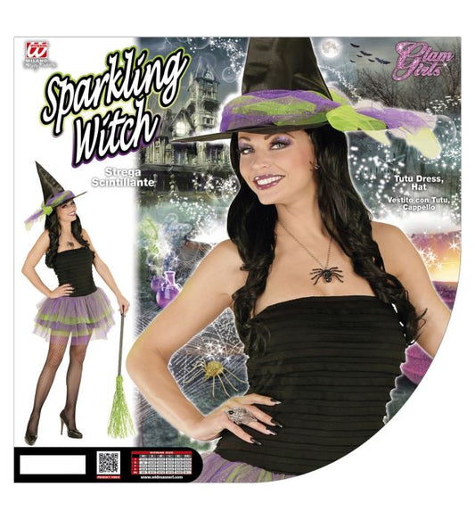 Sparkling Hexe Kostüm mit schwarzem Tutu und spitzem Hexenhut