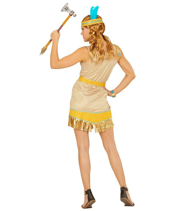 Indianerinnen-Kostüm bestehend aus Kleid, Gürtel und Haarband für Fasnacht