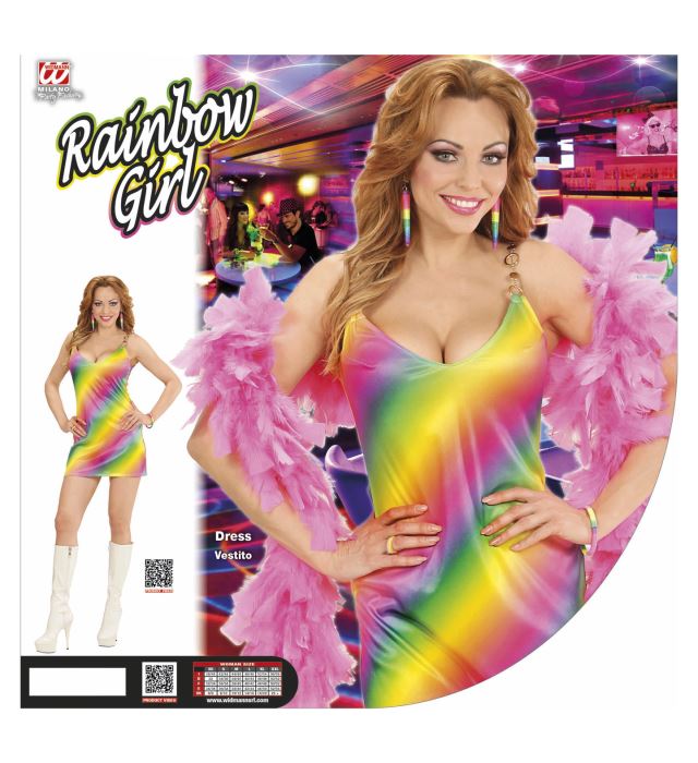 Regenbogenfarbenes Fasnachtskleid RAINBOW für Karneval und Mottoparty