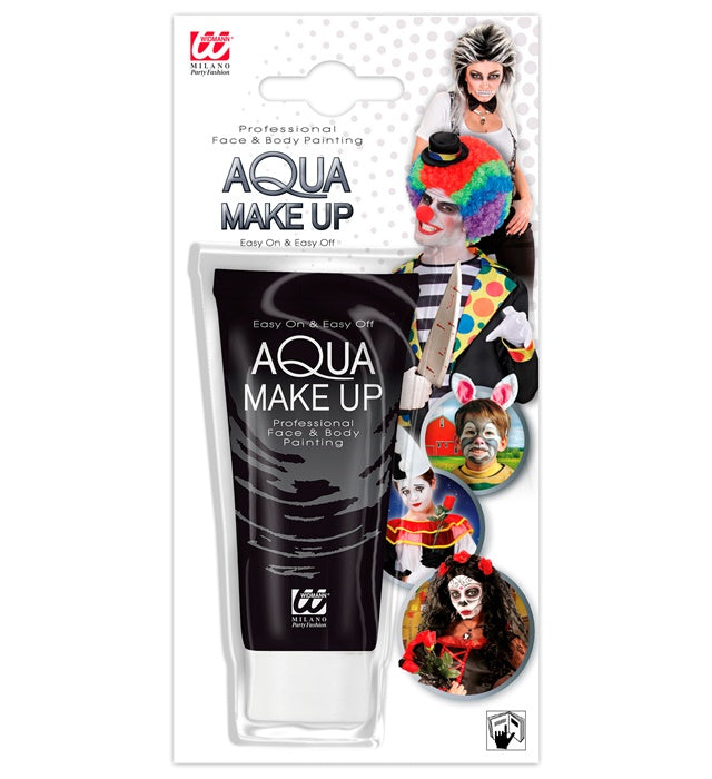 Schwarzes Aqua Make-up in 30 ml Tube für Fasnacht und Karneval