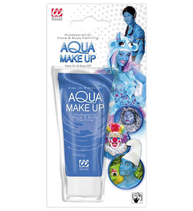 Blaue Aqua Make-up Tube 30 ml für Fasnacht und Karneval