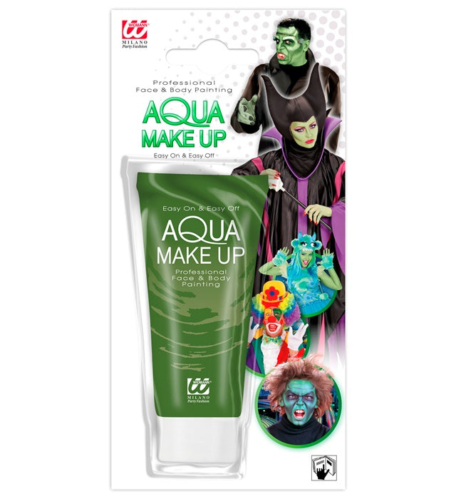 Grüne Aqua Make-up Tube 38 ml für Fasnacht und Karneval