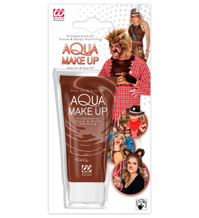 Braunes Aqua Make-up in Tube 30 ml für Fasnacht und Kostüm