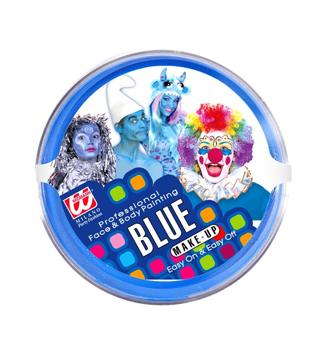 Blaue Gesichtsfarbe in Schale für Fasnacht und Karneval