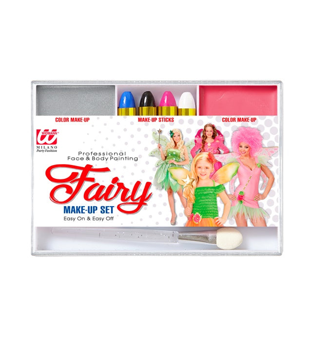 Make-up Set Fee mit vier Schminkstiften und silber-rosa Farben für Fasnacht