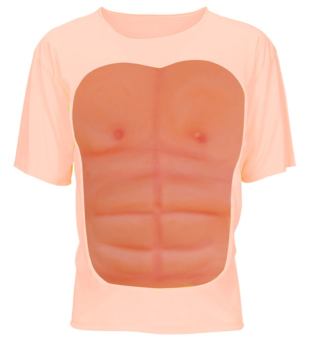 T-Shirt mit realistischer Muskelbrust für Fasnacht und Karneval