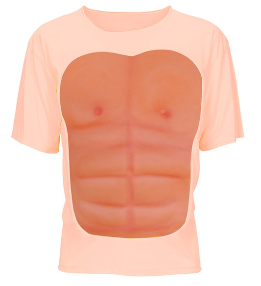 T-Shirt mit realistischer Muskelbrust für Fasnacht und Karneval