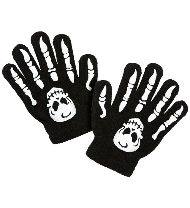 Kinder Knochenskelett Handschuhe mit Totenkopf aus Wolle