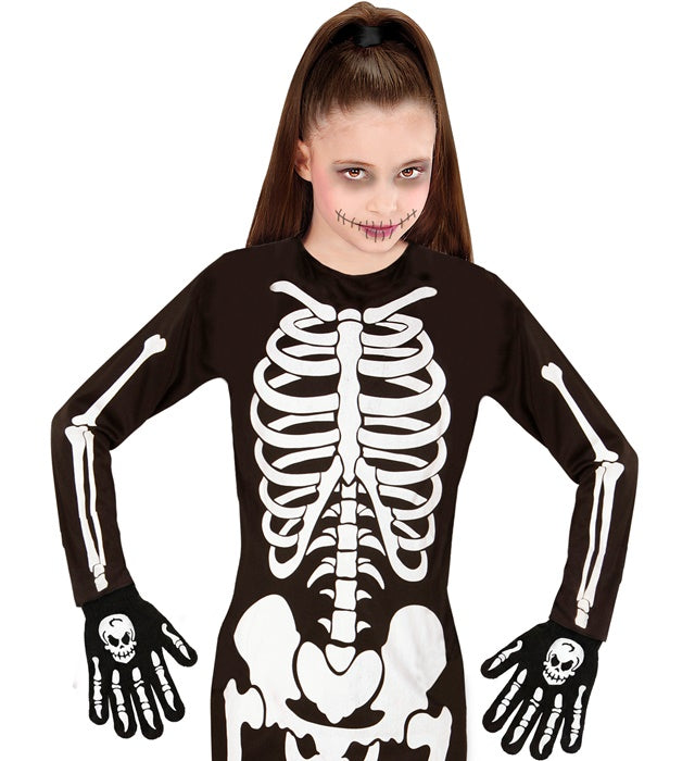 Kinder Knochenskelett Handschuhe mit Totenkopf aus Wolle