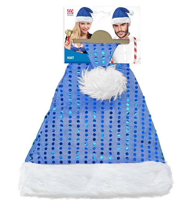 Weihnachtsmannmütze aus roten Pailletten mit weissem Rand