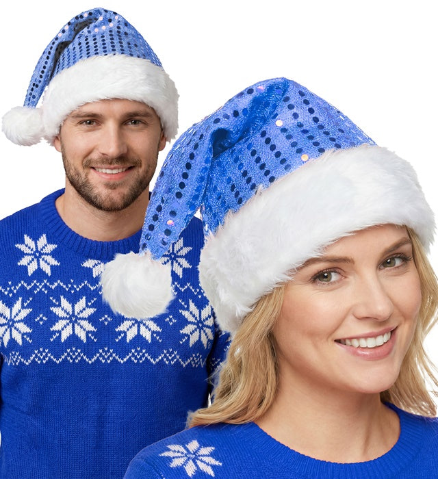 Weihnachtsmannmütze aus roten Pailletten mit weissem Rand