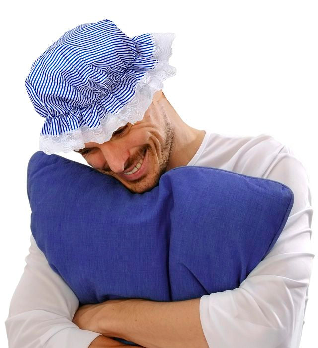 Blau-weiß gestreifte Haube für Fasnacht und Karneval