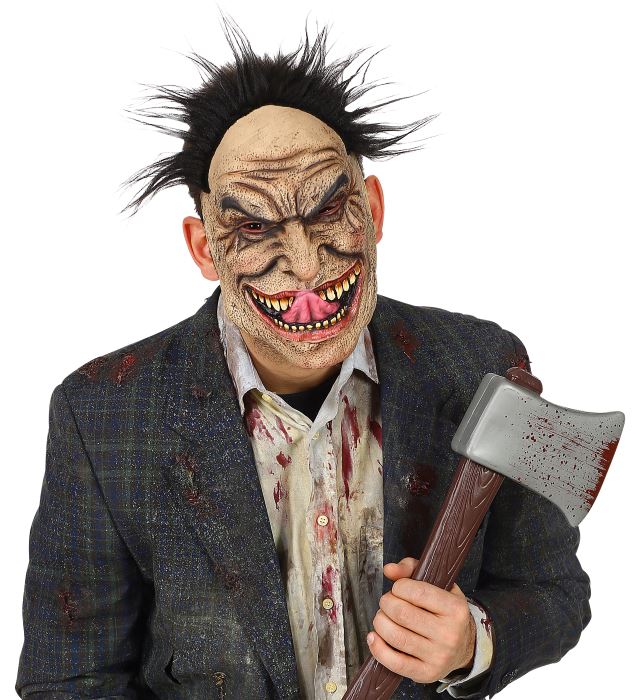 Verrückte Halbmaske mit wildem Haar für Fasnacht und Halloween