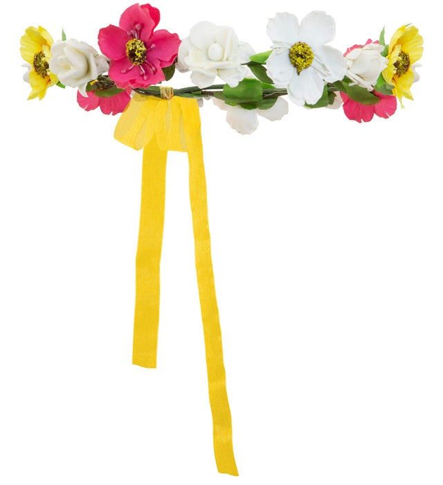 Farbenfrohes Blumendiadem mit Bändern für Fasnachtskostüm