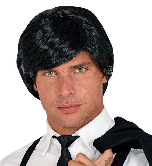 Schwarze Perücke für Fasnacht und Karneval auf weissem Hintergrund