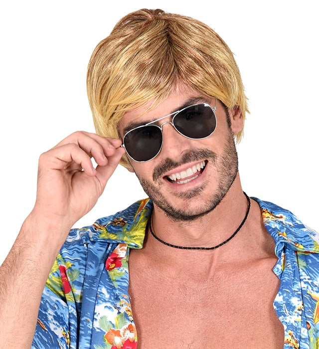 Surferboy Perücke in Box mit welligem Haar für Fasnacht und Mottoparty