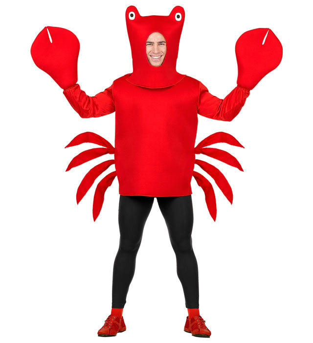 Krabben-Kostüm mit Maske und beweglichen Scheren für Fasnacht