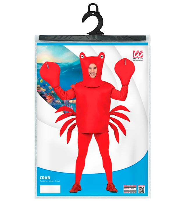 Krabben-Kostüm mit Maske und beweglichen Scheren für Fasnacht