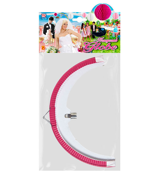 Pinker Wabenball Lampion mit 32 cm Durchmesser als Fasnachtsdekoration