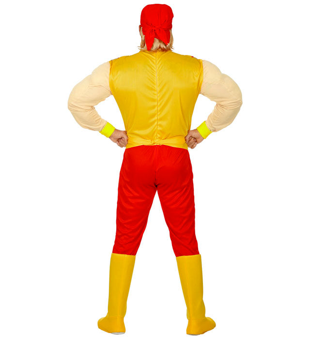 Wrestling Champion Muskelkostüm mit Gürtel, Stiefelüberziehern und Bandana