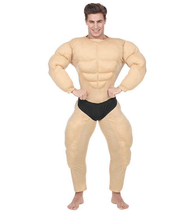 Muskel-Overall mit Slip für Fasnacht und Karneval, realistisches Muskelkostüm