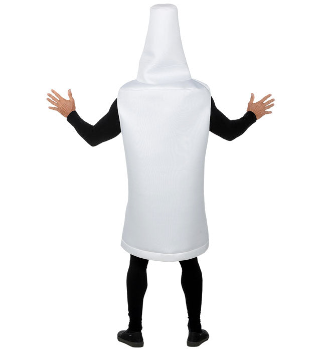 Zahnpasta-Kostüm in weiss mit blauen und roten Details, geeignet für Fasnacht und Mottoparty