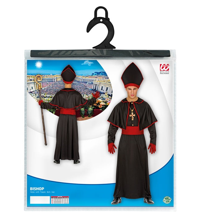 Bischofs-Kostüm mit Gewand, Schulterumhang und Bischofshut auf weißem Hintergrund
