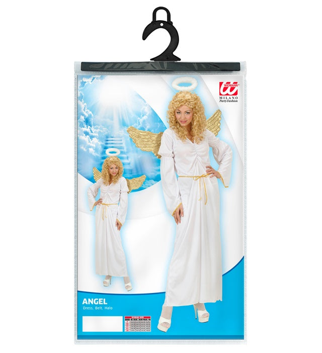 Engel Kostüm mit weißem Kleid, Gürtel und Heiligenschein