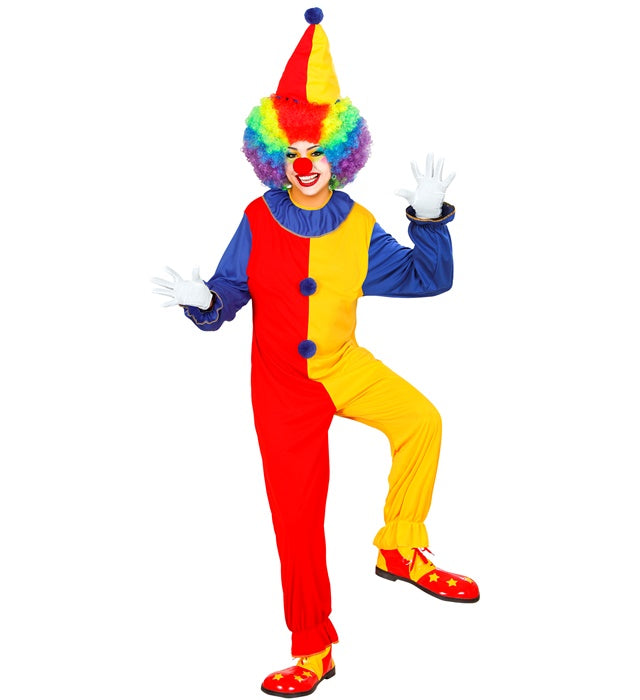 Bunter Clown-Overall mit passendem Hut für Fasnacht und Karneval
