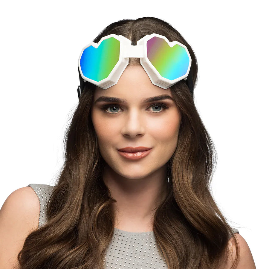 Boland Party Skibrille Herzförmig Weiss – UV400 Ski Goggles - Fasnacht24.ch – Produktansicht