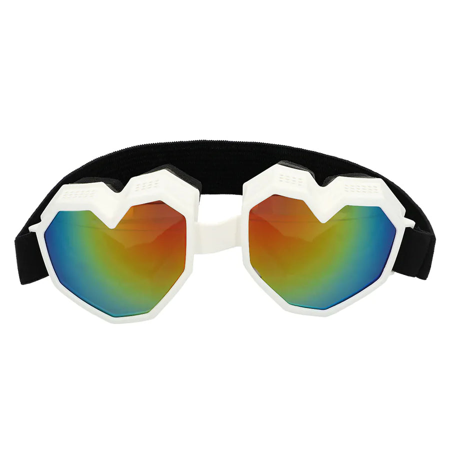 Boland Party Skibrille Herzförmig Weiss – UV400 Ski Goggles - Fasnacht24.ch – Detailansicht