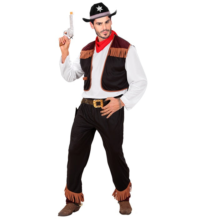 Cowboy-Kostüm bestehend aus Hemd, Weste, Hose und Kopftuch in Western-Optik