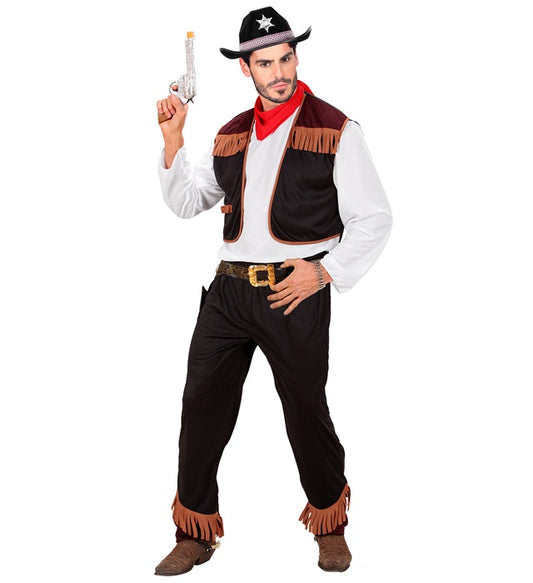 Cowboy-Kostüm bestehend aus Hemd, Weste, Hose und Kopftuch in Western-Optik