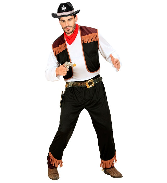 Cowboy-Kostüm bestehend aus Hemd, Weste, Hose und Kopftuch in Western-Optik