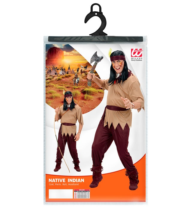 Indianer-Kostüm mit Oberteil, Hose, Gürtel und Stirnband für Fasnacht