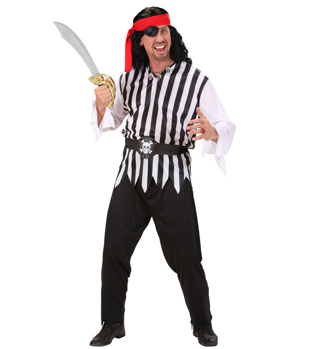 Piraten-Kostüm Set mit Oberteil, Hose, Gürtel und Kopftuch für Fasnacht