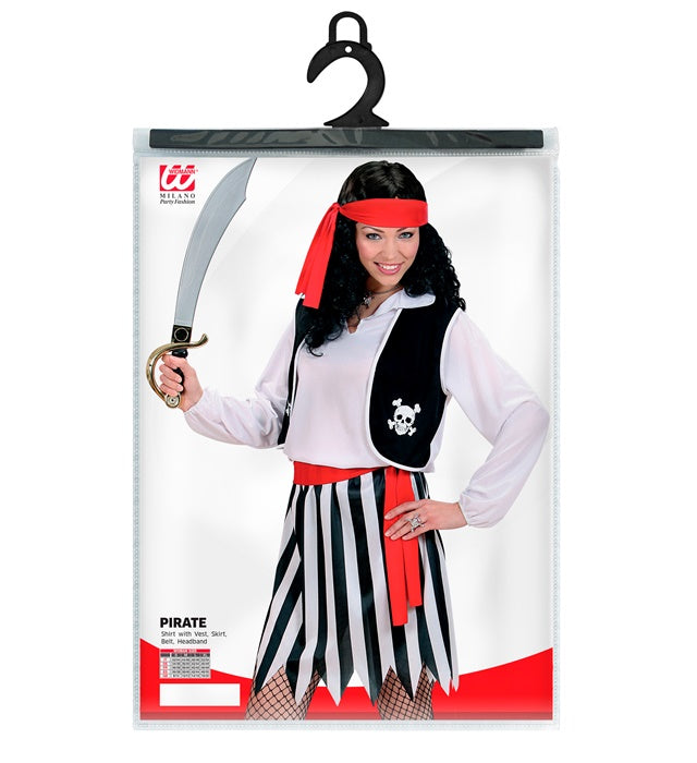 Piratin Kostüm mit Hemd, Weste, Rock, Gürtel und Kopftuch für Fasnacht