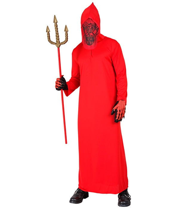 Teufels-Kapuzengewand mit Maske Kostüm für Fasnacht und Karneval