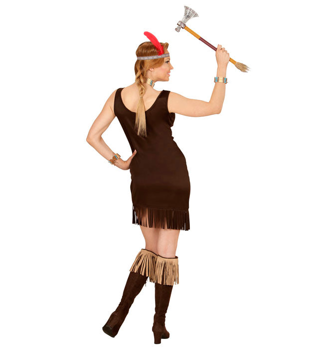 Indianerinnen-Kostüm Kleid mit Feder-Stirnband für Fasnacht