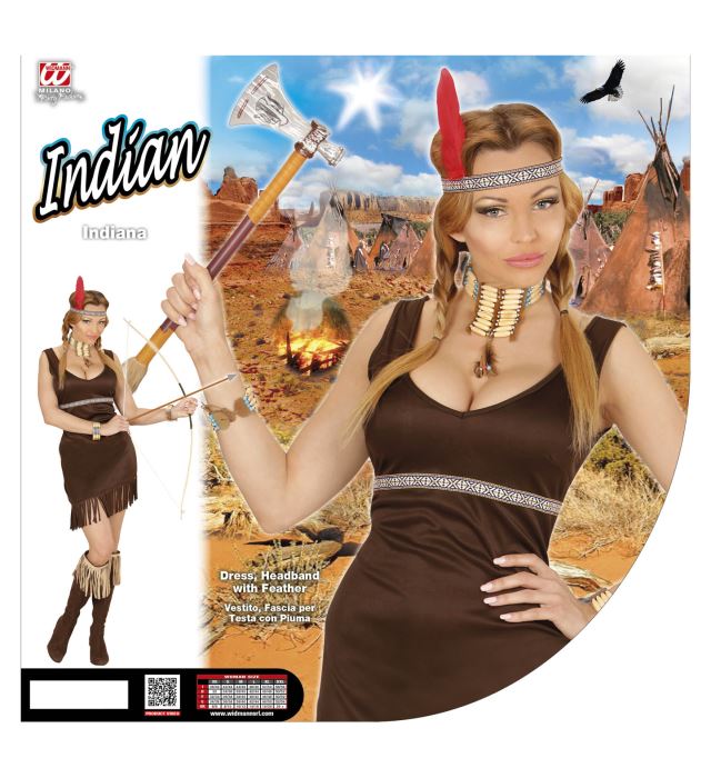 Indianerinnen-Kostüm Kleid mit Feder-Stirnband für Fasnacht