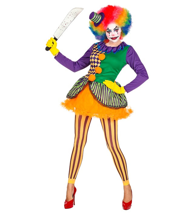 Evil Joker Kostüm mit Kleid, Leggings und Minihut für Fasnacht