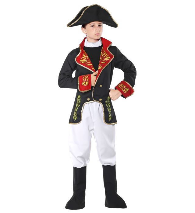 Napoleon-Kostüm mit Jacke, Hose, Stiefelüberziehern und Hut für Fasnacht