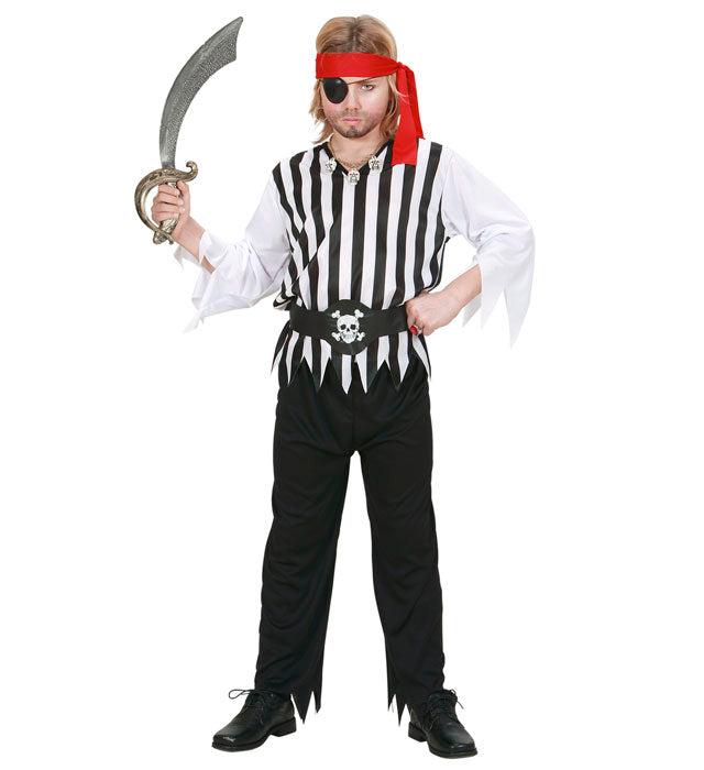 Piratenkostüm Komplettset mit Oberteil, Hose, Gürtel und Stirnband für Fasnacht